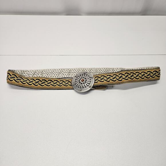 Retro Medallion Belt Buckle Nylon Mackenzie Adjustable Belt Boho Festival Vtg main image 5